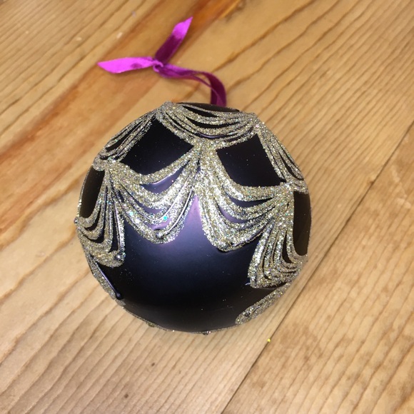 Purple Gold Glitter Christmas Ball Ornament - Picture 8 of 9